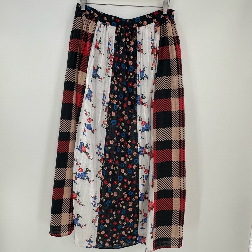 Anthropologie Let Me Be Patchwork Contrast Maxi Skirt Size Medium